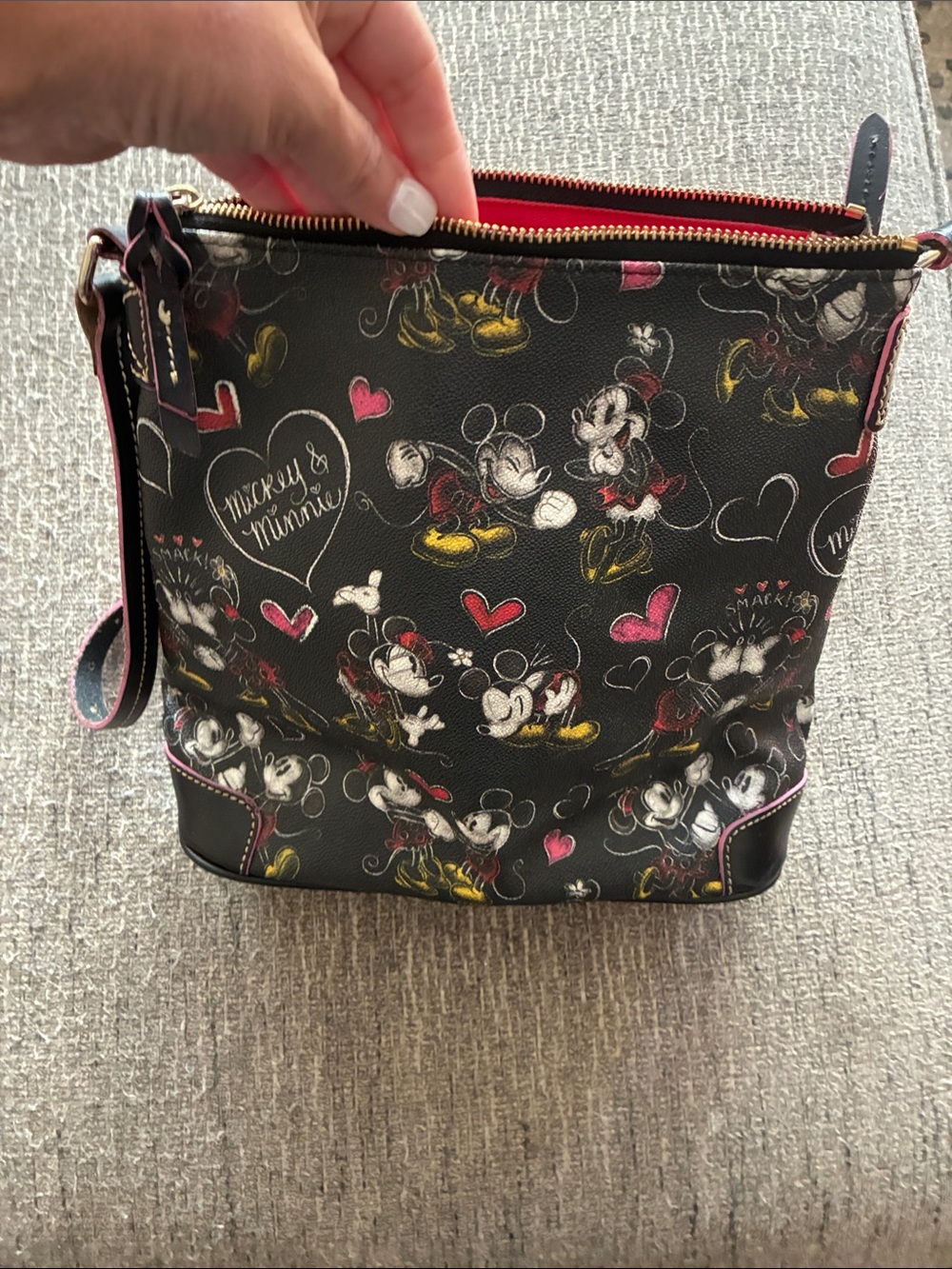 Dooney & Bourke Black Mickey Mouse Crossbody Bag with Pink Accents - Picture 3 of 3